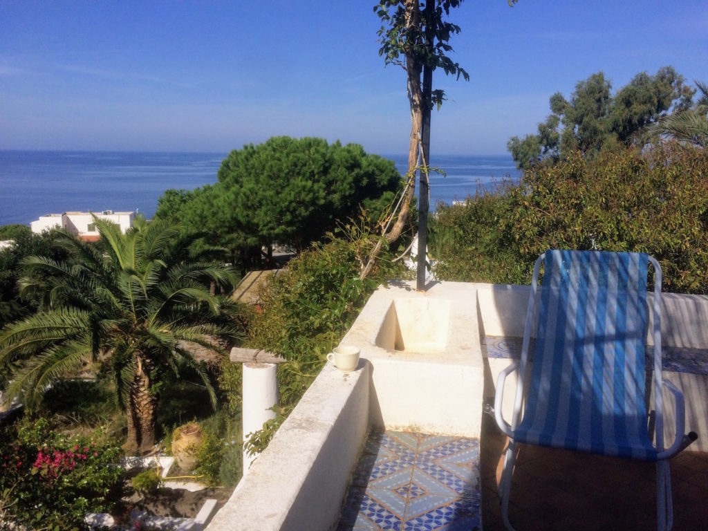 Our terrace in Malfa- Salina overlooking the Tyrrhenian Sea