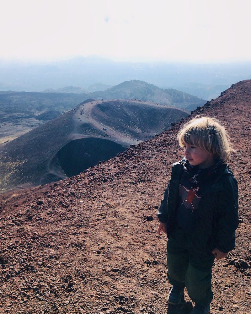 On top of the highest crater of Silvestri on Mount Etna